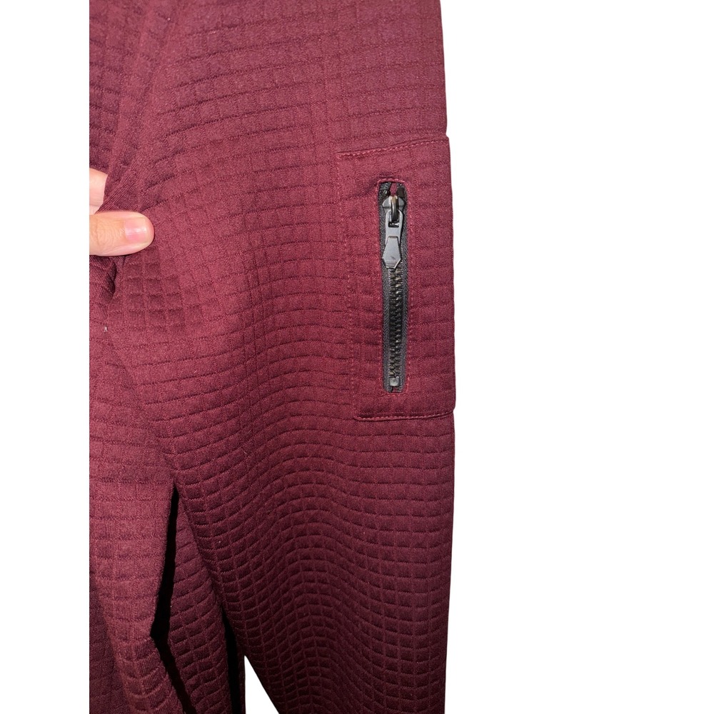 Mens Burgundy Quilted Grid Bomber Jacket Full Zip Sleeve Pocket XXXL - Picture 6 of 12
